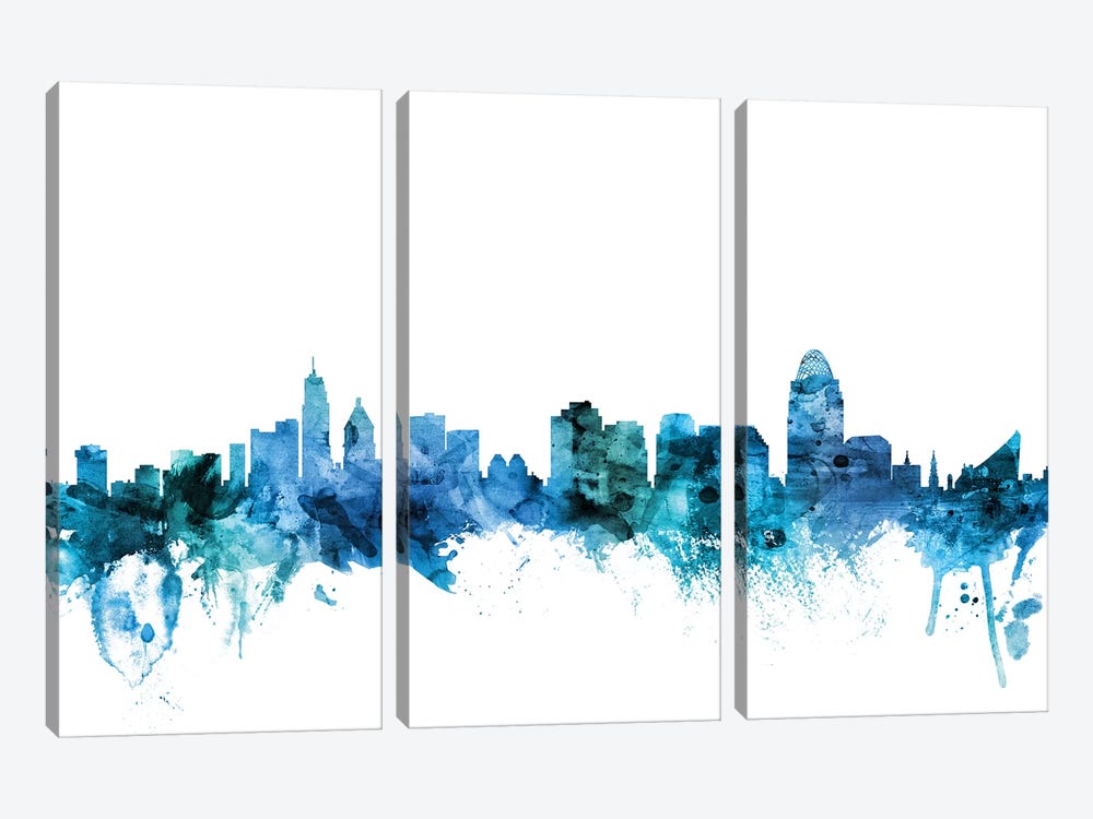 Cincinnati, Ohio Skyline by Michael Tompsett 3-piece Canvas Art Print