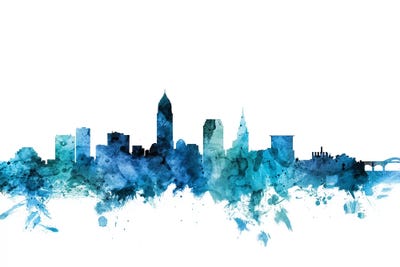 Blue Cleveland, Ohio Skyline by Michael Tompsett art print