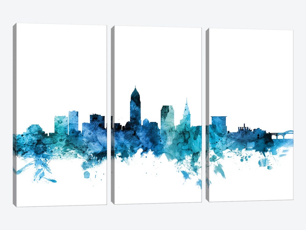 Cleveland, Ohio Skyline by Michael Tompsett 3-piece Canvas Art Print