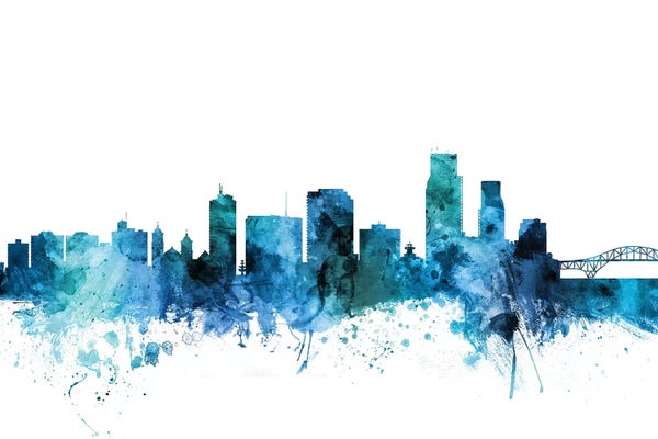 Corpus Christi: Blue Corpus Christi, Texas Skyline by Michael Tompsett