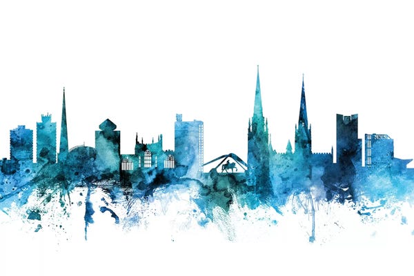 Coventry: Blue Coventry, England Skyline by Michael Tompsett