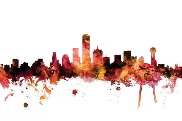 Dallas Skylines: Rusted Dallas, Texas Skyline by Michael Tompsett