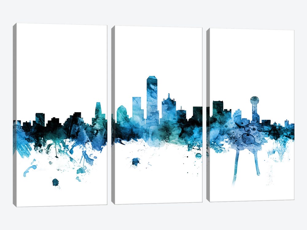 Dallas, Texas Skyline by Michael Tompsett 3-piece Canvas Print