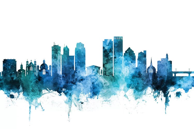 Blue Dayton, Ohio Skyline