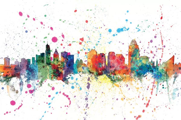 Ohio: Rainbow Splash Skyline Of Cincinnati, Ohio, USA by Michael Tompsett