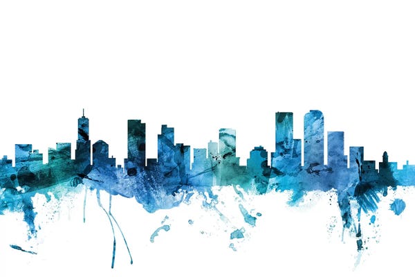 Denver: Blue Denver, Colorado Skyline by Michael Tompsett