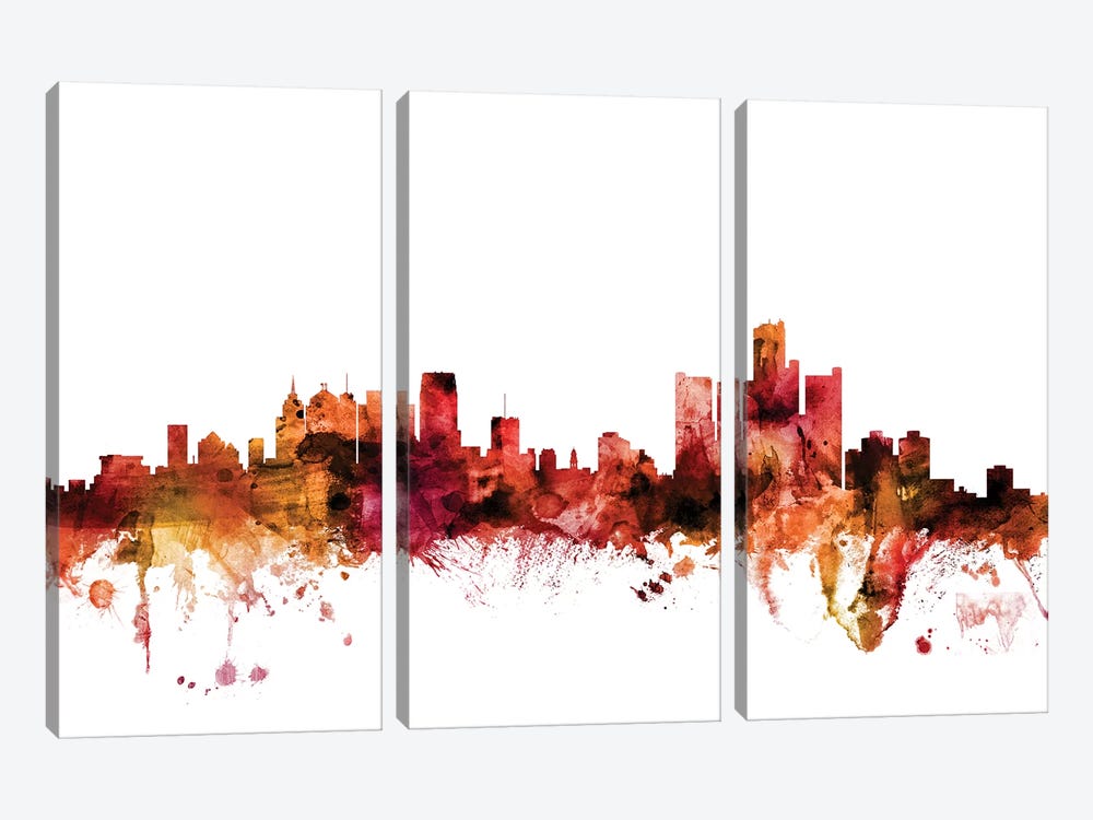 Detroit, Michigan Skyline by Michael Tompsett 3-piece Art Print