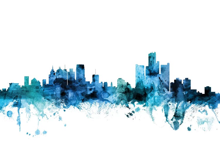 Blue Detroit, Michigan Skyline