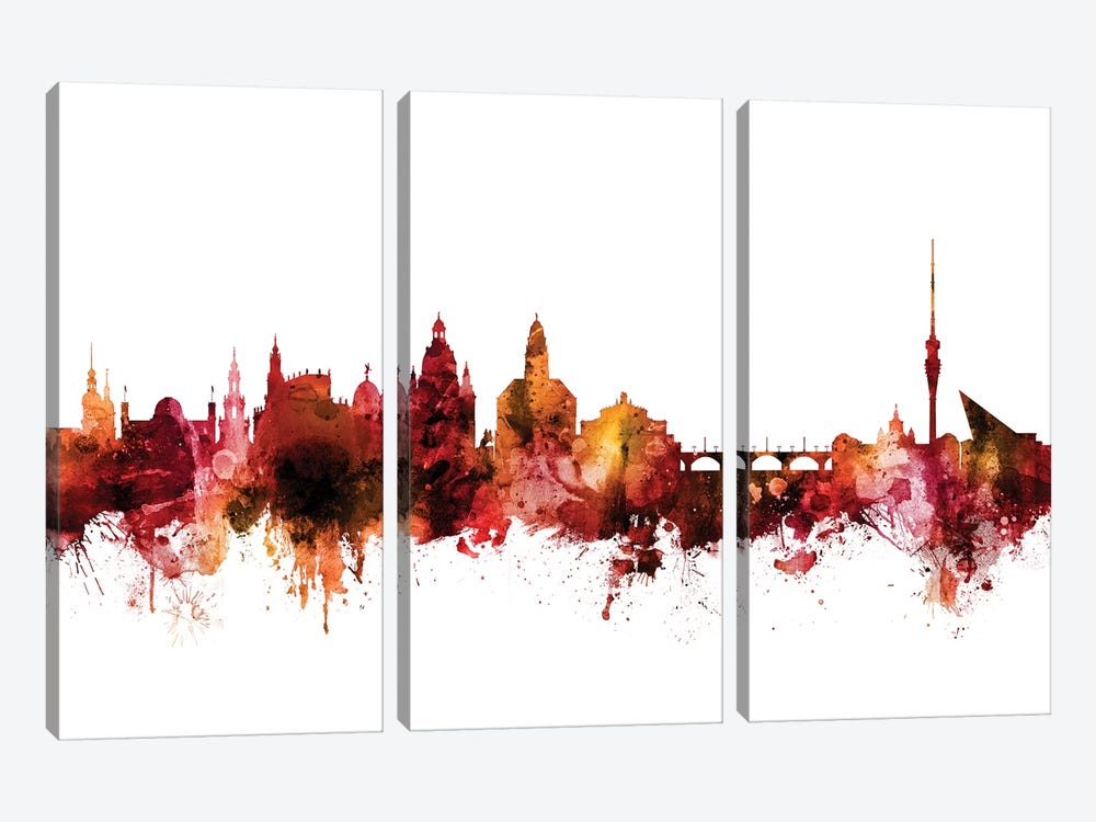 Dresden, Germany Skyline by Michael Tompsett 3-piece Canvas Print