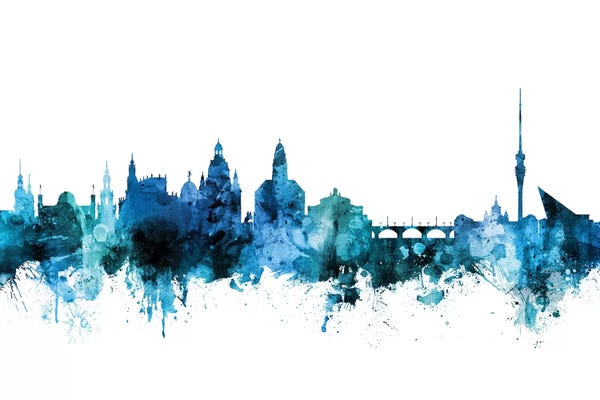 Dresden: Blue Dresden, Germany Skyline by Michael Tompsett
