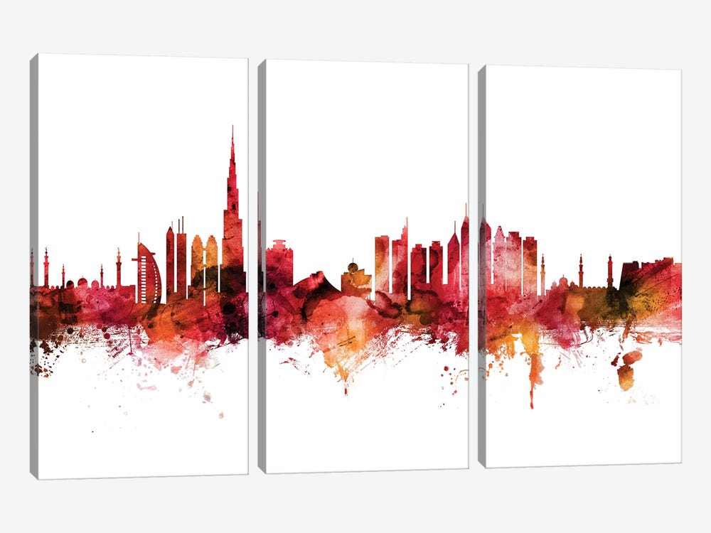 Dubai, UAE Skyline by Michael Tompsett 3-piece Canvas Art Print