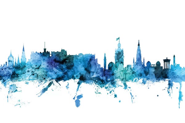 Edinburgh: Blue Edinburgh, Scotland Skyline by Michael Tompsett