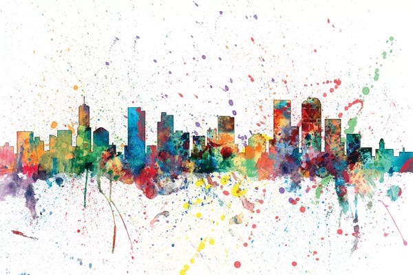 Colorado: Rainbow Splash Skyline Of Denver, Colorado, USA by Michael Tompsett