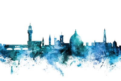Blue Florence, Italy Skyline by Michael Tompsett art print