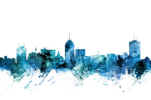 Fresno: Blue Fresno, California Skyline by Michael Tompsett