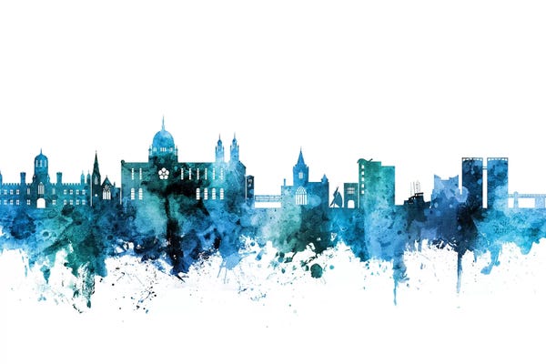 Galway: Blue Galway, Ireland Skyline by Michael Tompsett