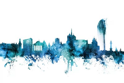 Blue Geneva, Switzerland Skyline by Michael Tompsett canvas print