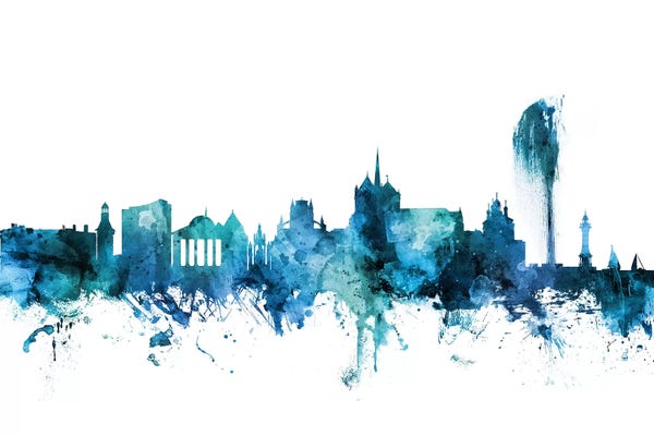 Geneva: Blue Geneva, Switzerland Skyline by Michael Tompsett