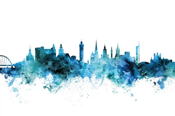 Glasgow: Blue Glasgow, Scotland Skyline by Michael Tompsett
