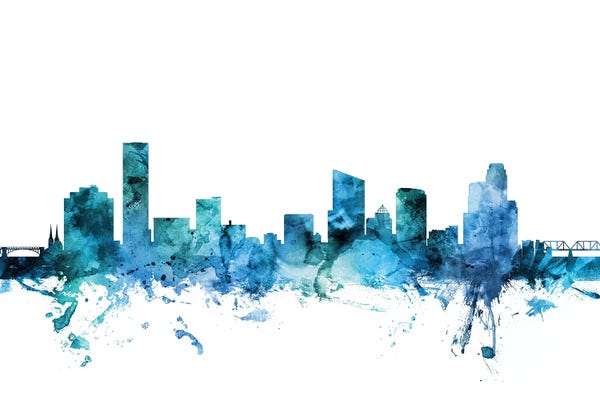 Grand Rapids: Blue Grand Rapids, Michigan Skyline by Michael Tompsett