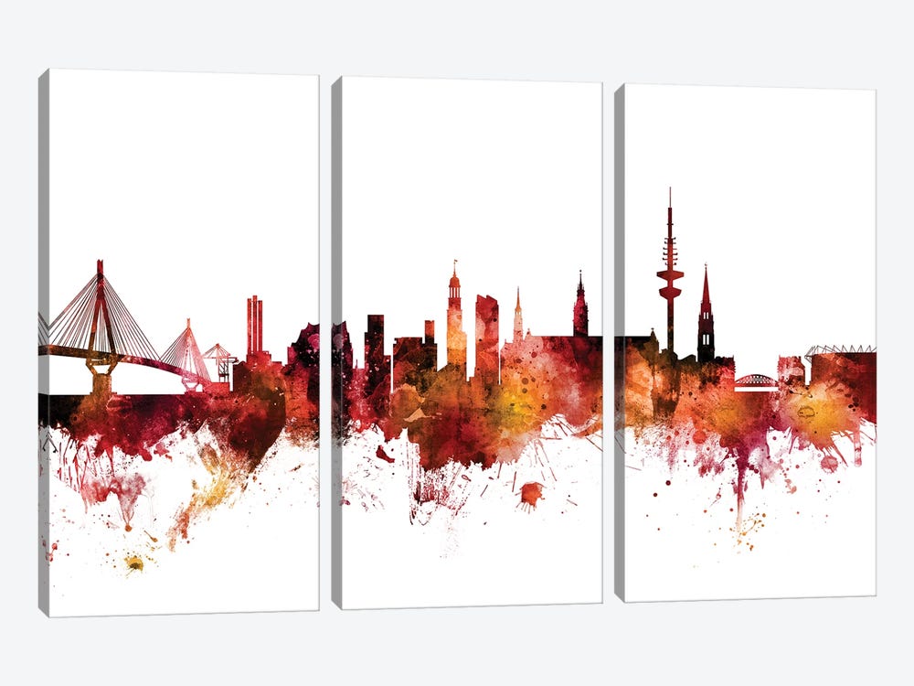 Hamburg, Germany Skyline by Michael Tompsett 3-piece Art Print
