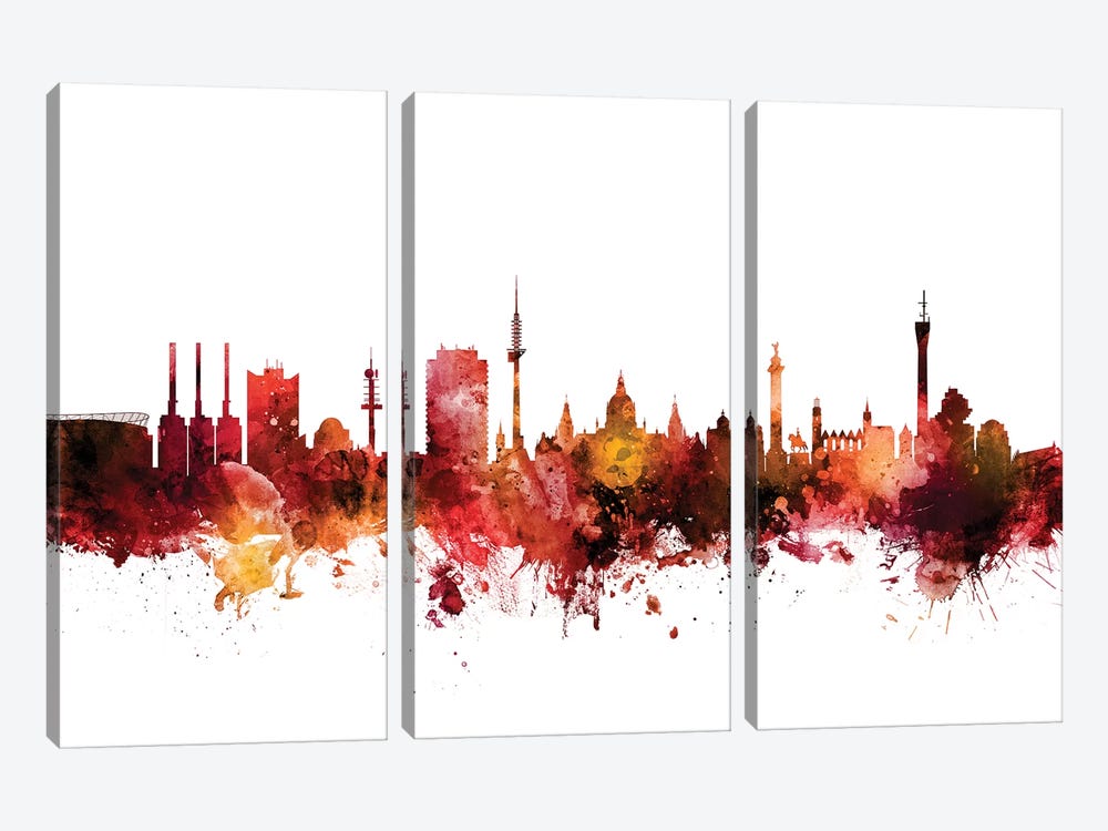 Hannover, Germany Skyline by Michael Tompsett 3-piece Canvas Art
