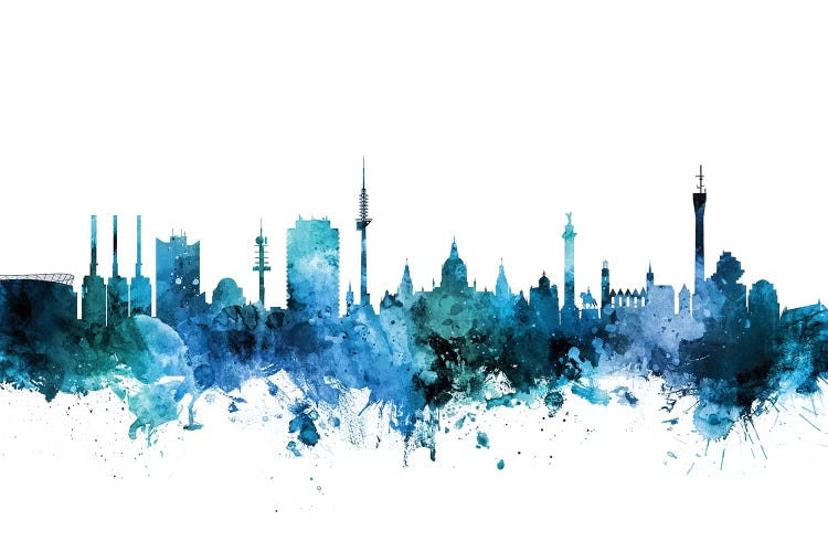 Blue Hannover, Germany Skyline by Michael Tompsett wall art