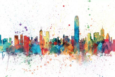 Rainbow Splash Skyline Of Hong Kong, People's Republic Of China by Michael Tompsett acrylic art print
