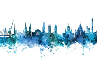 Blue Helsinki, Finland Skyline by Michael Tompsett multi panel art