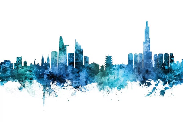 Ho Chi Minh City (Saigon): Blue Ho Chi Minh City, Vietnam Skyline by Michael Tompsett