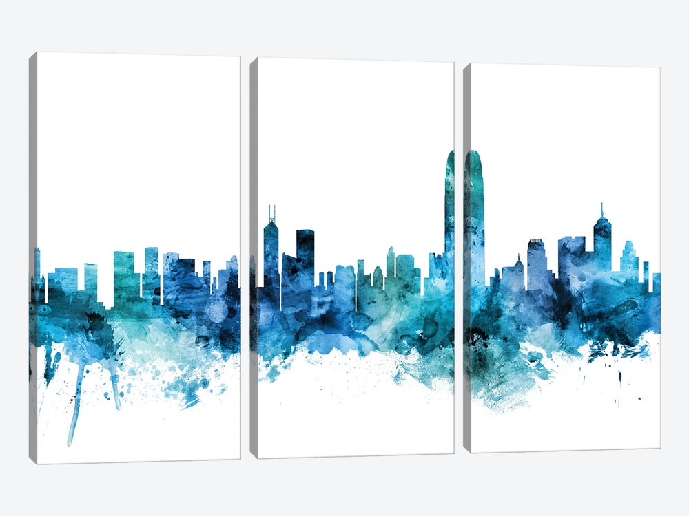 Hong Kong Skyline by Michael Tompsett 3-piece Canvas Art