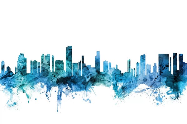 Honolulu: Blue Honolulu, Hawaii Skyline by Michael Tompsett