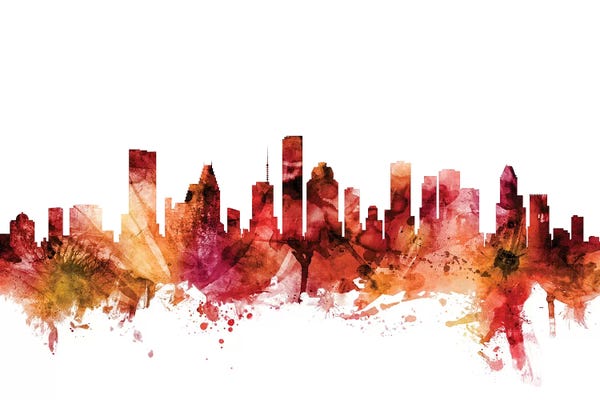 Houston: Rusted Houston, Texas Skyline by Michael Tompsett