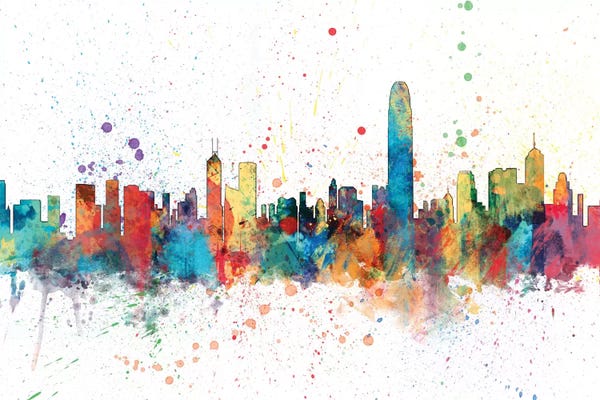 China: Rainbow Splash Skyline Of Hong Kong, People's Republic Of China by Michael Tompsett
