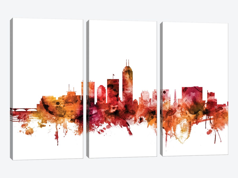 Indianapolis, Indiana Skyline by Michael Tompsett 3-piece Canvas Art