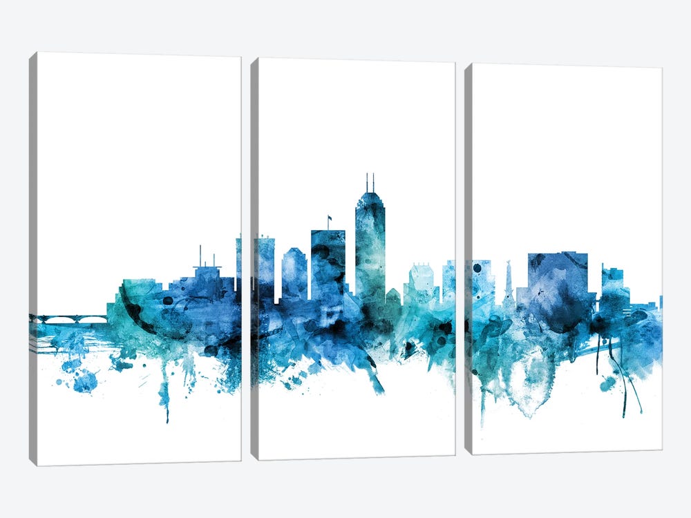 Indianapolis, Indiana Skyline by Michael Tompsett 3-piece Canvas Print