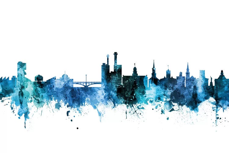 Blue Iowa City, Iowa Skyline by Michael Tompsett wall art