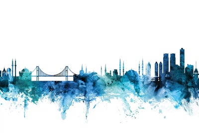 Blue Istanbul, Turkey Skyline by Michael Tompsett art print