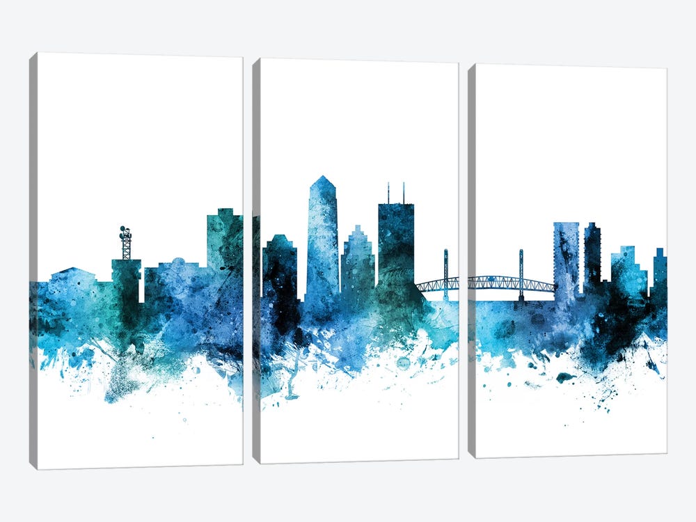 Jacksonville, Florida Skyline by Michael Tompsett 3-piece Canvas Print