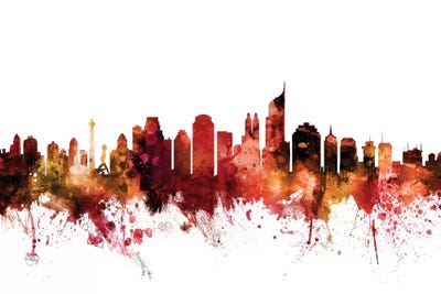 Rusted Jakarta, Indonesia Skyline by Michael Tompsett framed canvas print