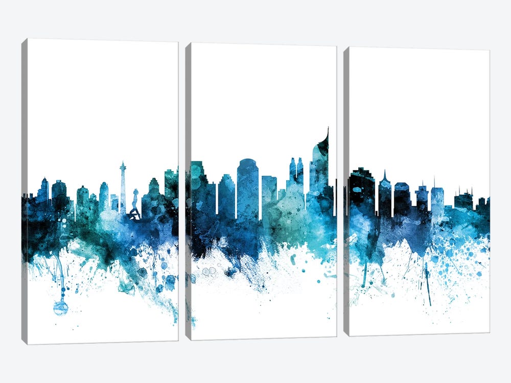 Jakarta, Indonesia Skyline by Michael Tompsett 3-piece Canvas Print