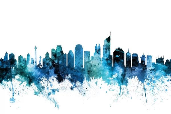 Java: Blue Jakarta, Indonesia Skyline by Michael Tompsett