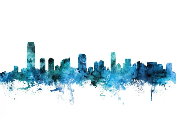 New Jersey: Blue Jersey City, New Jersey Skyline by Michael Tompsett