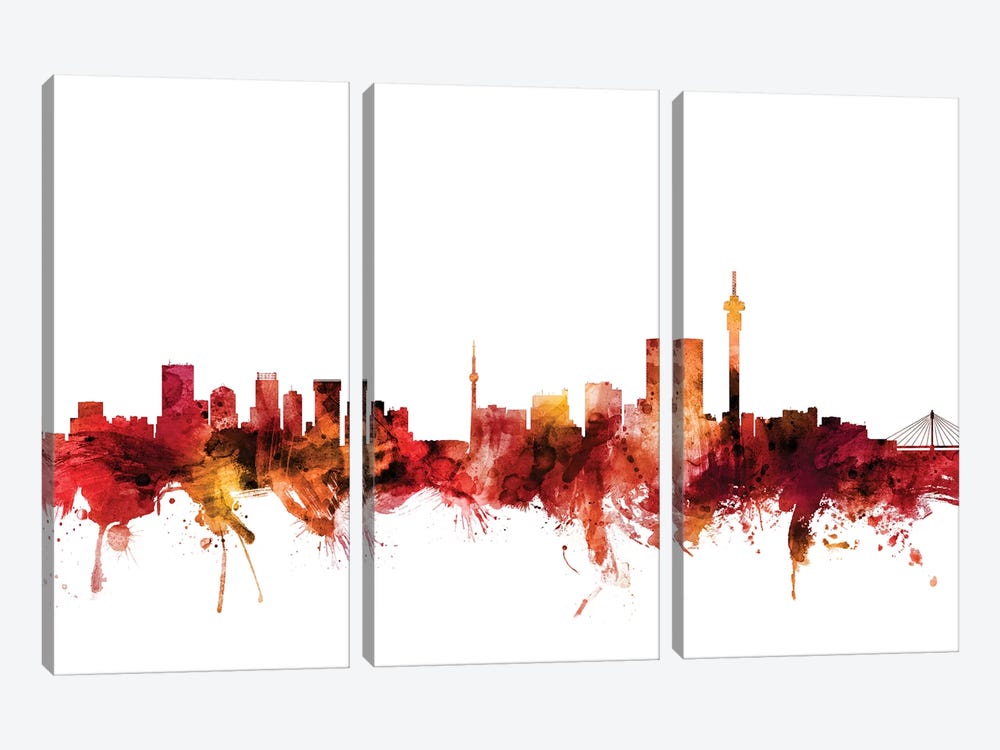 Johannesburg, South Africa Skyline by Michael Tompsett 3-piece Canvas Art