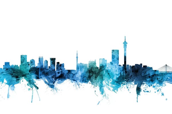 South Africa: Blue Johannesburg, South Africa Skyline by Michael Tompsett