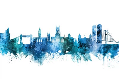 Blue Kingston upon Hull, England Skyline by Michael Tompsett canvas print