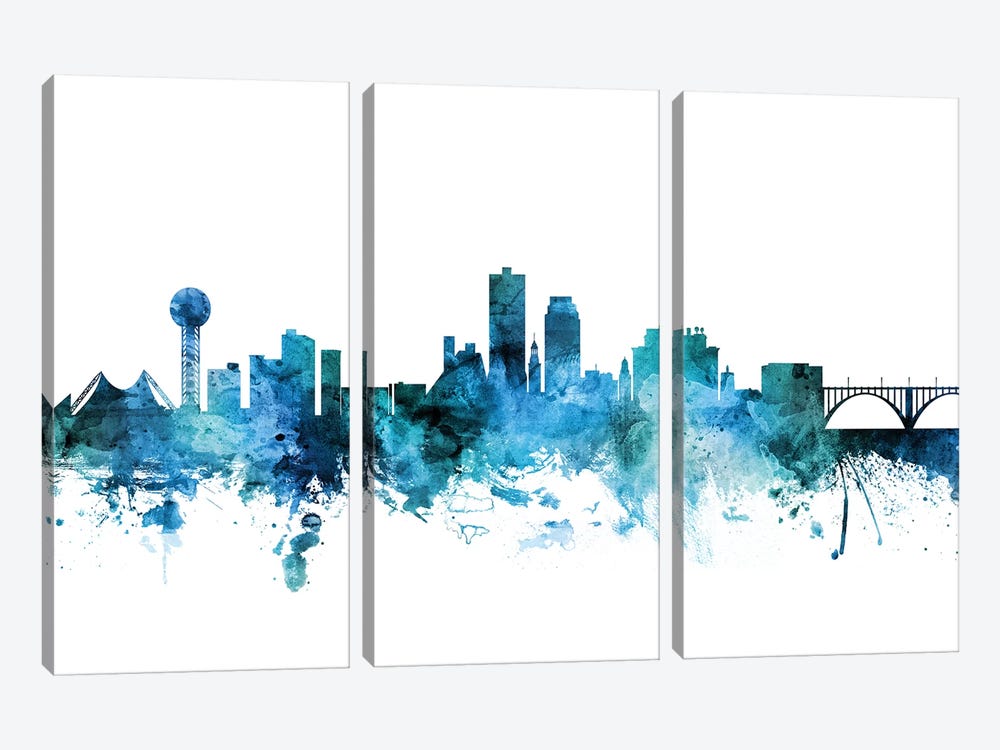 Knoxville, Tennessee Skyline by Michael Tompsett 3-piece Canvas Print