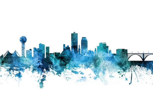 Michael Tompsett: Blue Knoxville, Tennessee Skyline by Michael Tompsett