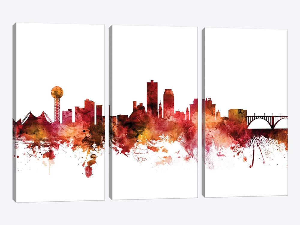 Knoxville, Tennessee Skyline by Michael Tompsett 3-piece Canvas Artwork