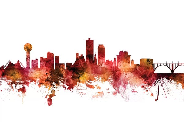 Knoxville: Rusted Knoxville, Tennessee Skyline by Michael Tompsett